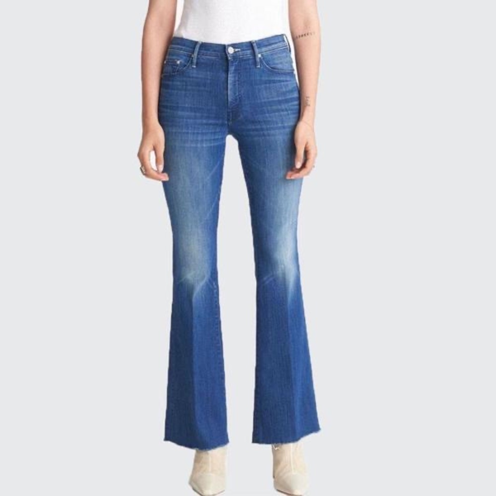 NWT Mother The Weekender Fray Squeeze It Blue Sz26